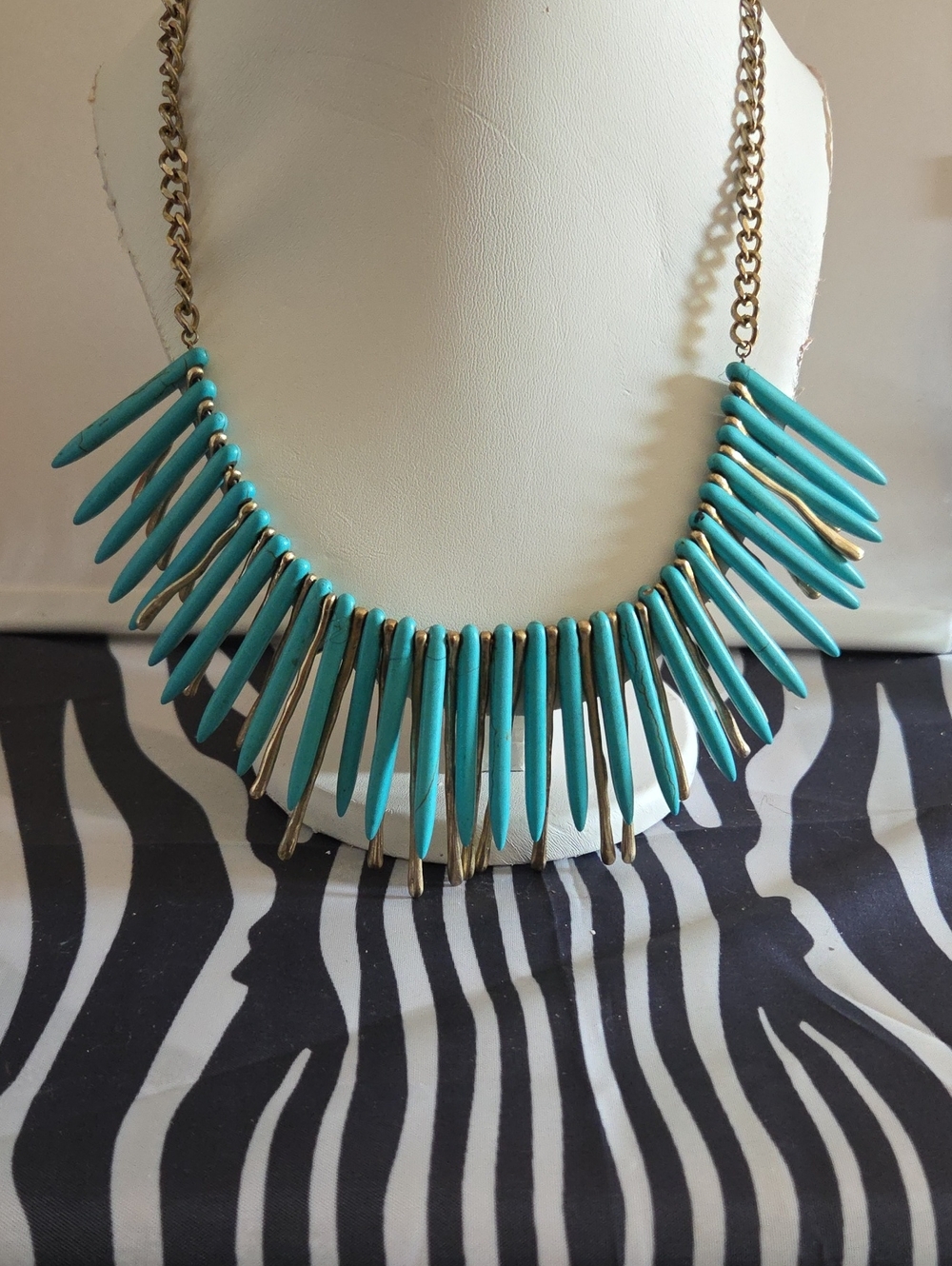 Vintage Turquoise Spike Statement Necklace